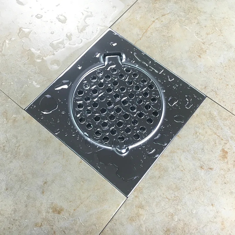 

Odor-resistant 150*150mm Big hole Floor Drain Cover square SUS304 Stainless Steel Shower Floor Grate Drain Floor Drainer-MD440