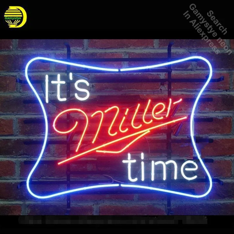 Neon Sign for It's Mille Time Neon Tube vintage Beer Business sign handcrafted Lamp Store Display Led Gift light Flashlight sign