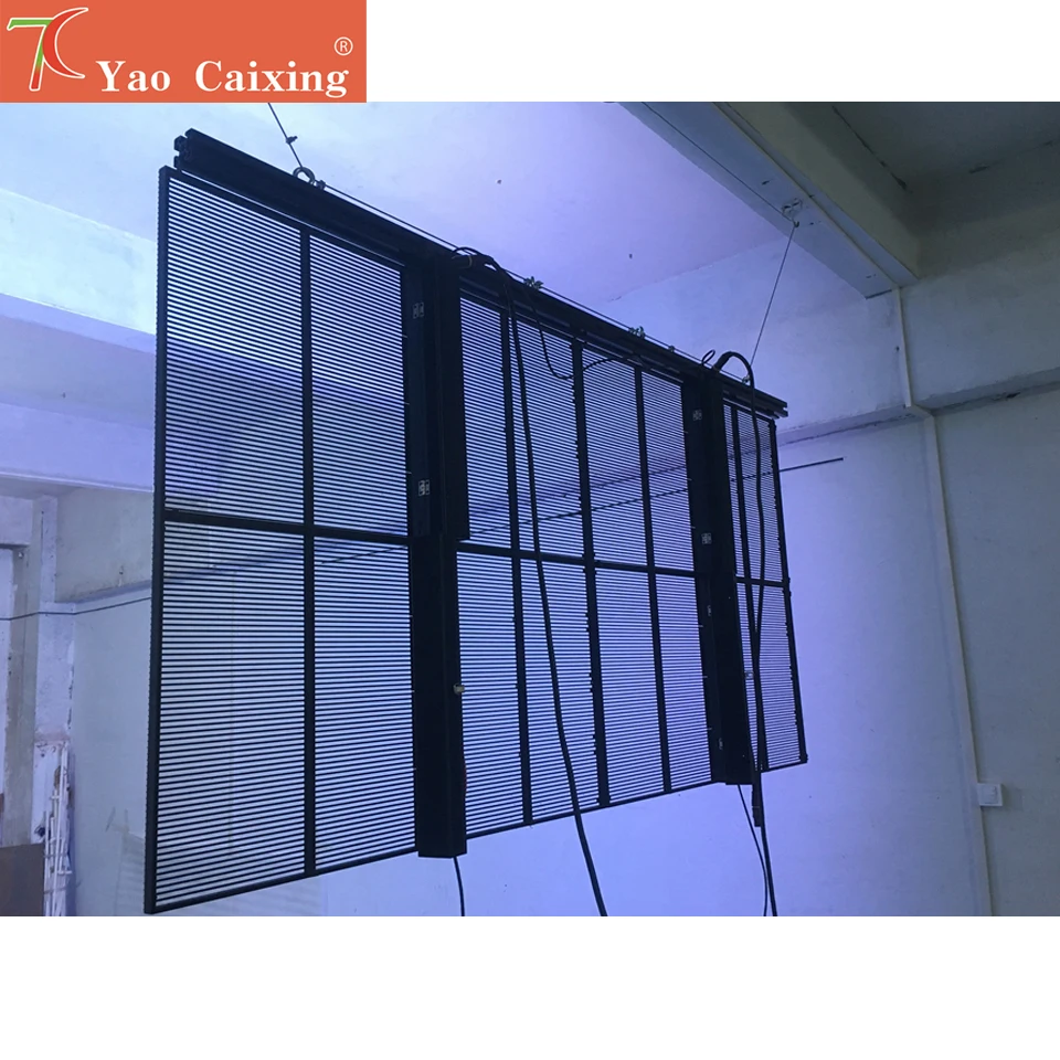 Indoor high brightness ultra clear P3.91 transparent glass advertising video wall led display screen