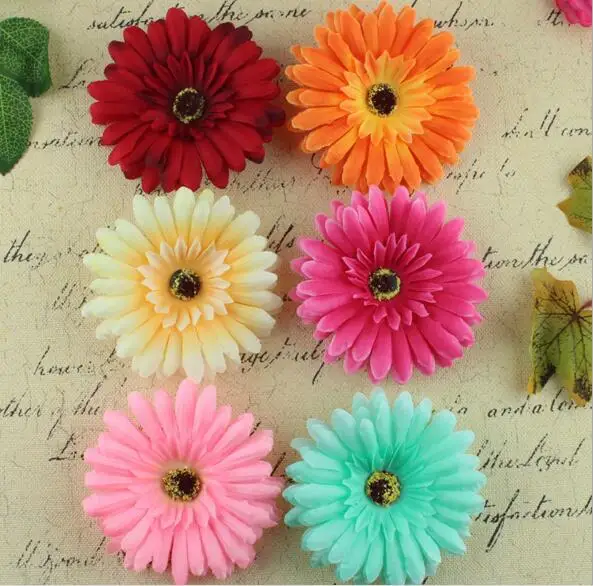 10cm 20pcs large Silk Gerbera Artificial Flower Head For Wedding Car Decoration DIY Garland Decorative Floristry Fake Flowers