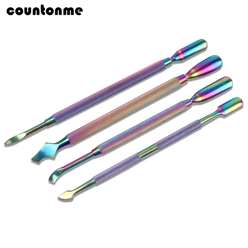 両面ステンレススチールネイルニッパー,レインボーカラー,キューティクルニッパー,デッドスキンリムーバー,マニキュアケアツール,1個