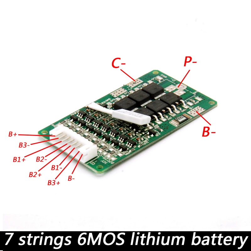 E-bike battery 7S 24V 15A BMS 24v lithium battery BMS for electric bike 29.4V 8Ah 10Ah 12Ah li-ion battery With balance function