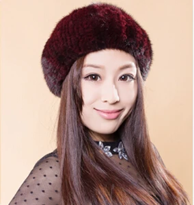 

New Lovely Real Mink Fur Hat For Women Hot Sale Winter Knitted Real Mink Fur Beanies Cap Wholesale And Retail Real Mink Fur Caps