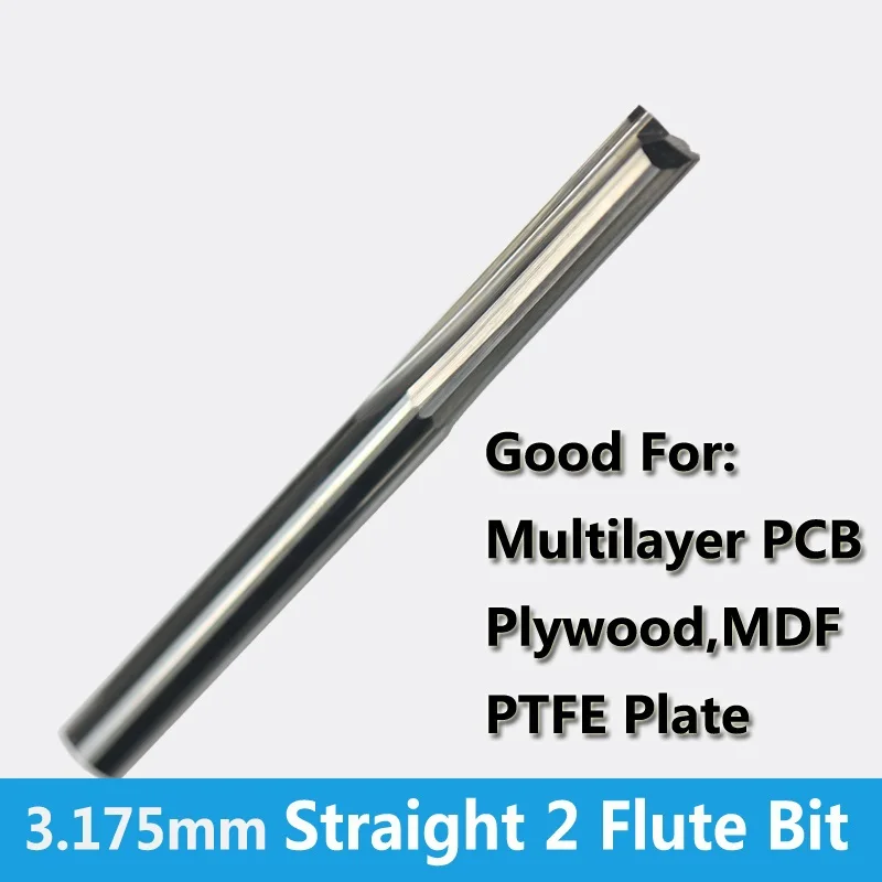 1pc 3.175mm SHK Two Flutes Straight Carving Tools Double Flutes CNC Router Bits Straight Engraving Cutters