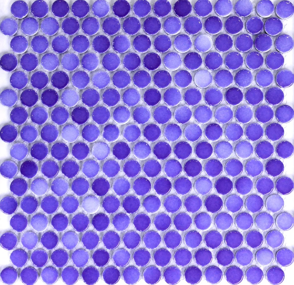 Mediterranean Penny Round Mixed Blue Porcelian Ceramic Mosaic Tile, DIY Bathroom Kithchen Shower Wall/Floor Tile