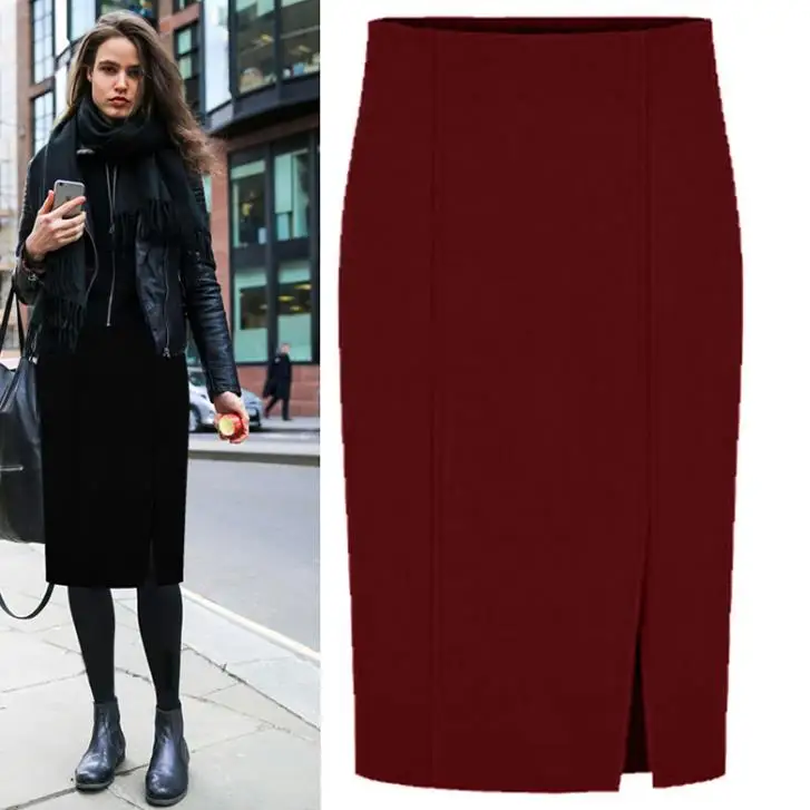 

2022 Winter woolen skirt New arrival women ol woolen high waist slim package hip skirt formal career skirt