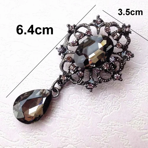 Vintage Style Green Crystal Drop Pendent Gift Brooch,Women Costume Brooch Pin Fashion Women Buckle Pins Pendent