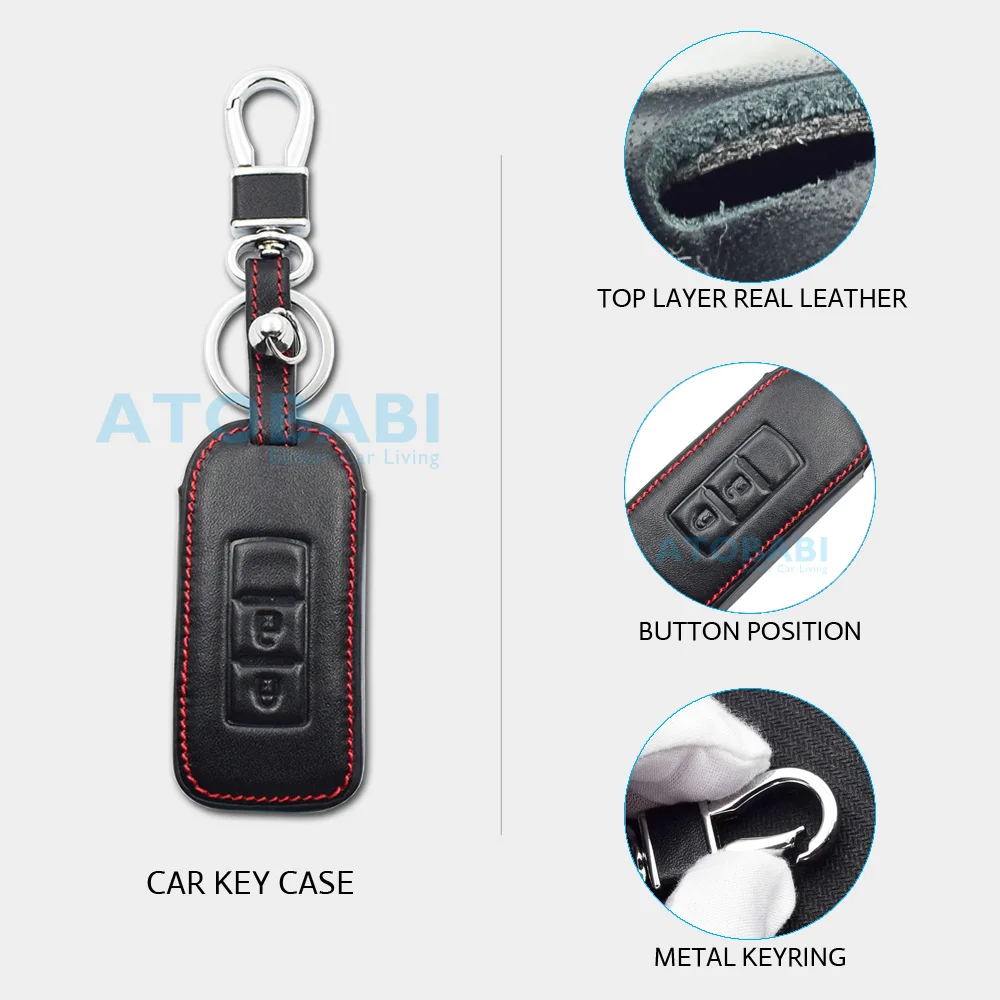 Leder Auto Schlüssel Fall Für Mitsubishi Outlander Lancer 10 Pajero Sport L200 ASX RVR Smart Remote Anhänger Protector Abdeckung Keychain tasche – Detail 2
