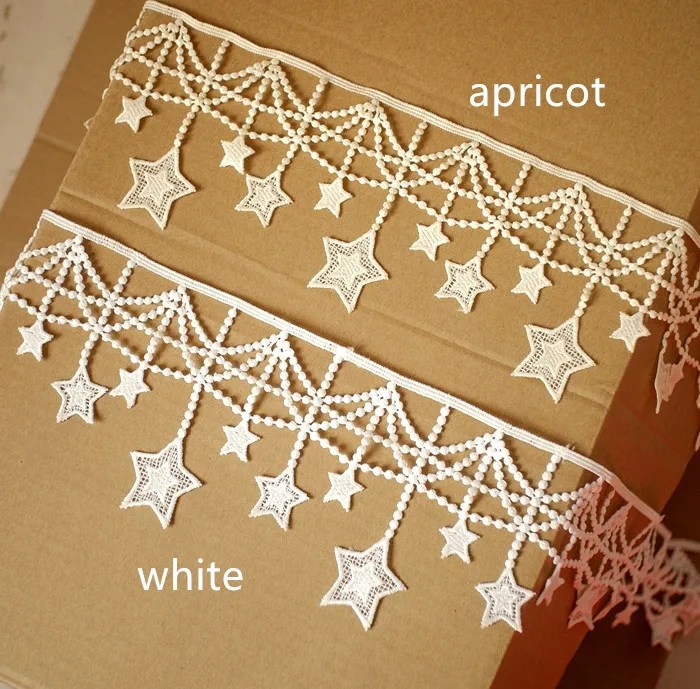 10.5cm Wide Stars white Tassels Lace Fringe Lace Trim Costume Home Textile Curtains Decor Trims Clothes Sewing Accessories