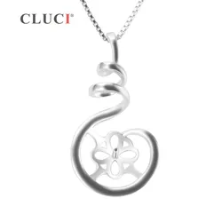 CLUCI 925 Sterling Silver Pendant Setting to Pearl Diy Pendant for Women Jewelry No Pearl No Chain SP228SB