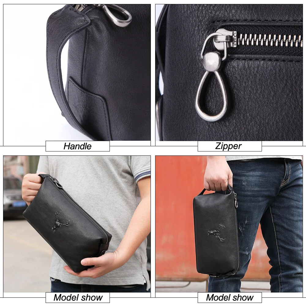 Cosmetic Case Men Genuine Leather Waterproof Toiletry Wash Bag High Capacity Handbag Travel Women Make Up Bag Zipper Organizer