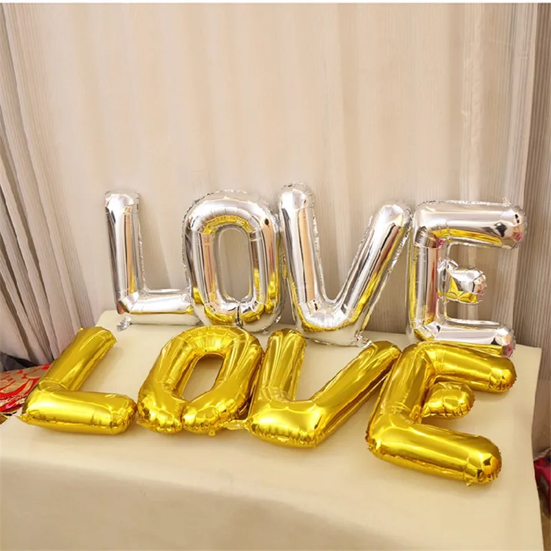 1 set foil  balloon Heart-shaped foil balloons with LOVE letter High Quality  wedding or engagement decoration  for room decor