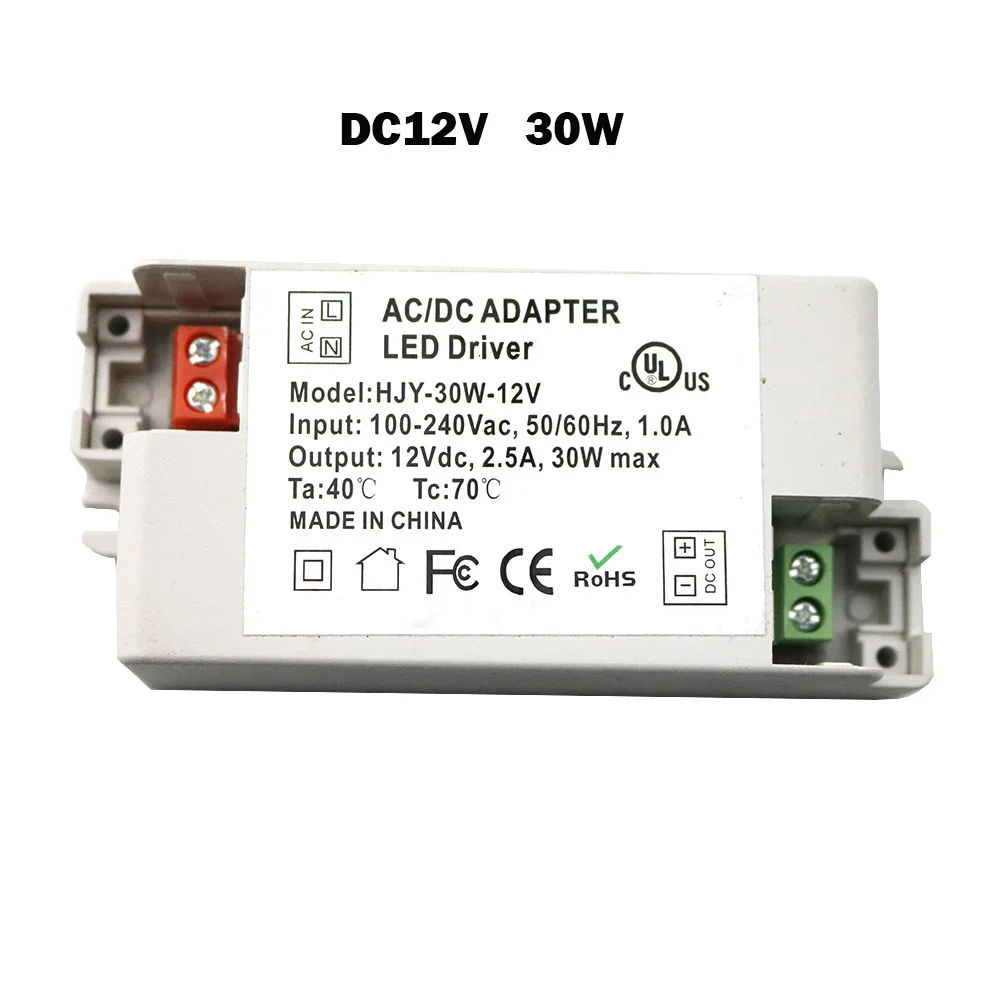 12V LED Driver Transformers AC110V 220V TO DC12V Power Supply Adapter for 6W 15W 30W 36W 60W LED light bulb strips Household Use