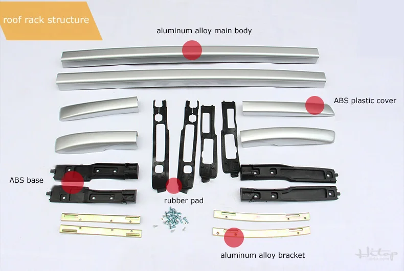 roof rack rail roof bar for Mitsubishi ASX or RVR 2010-2025, OE style, fix by screws instead of adhesive,aluminium alloy+ABS