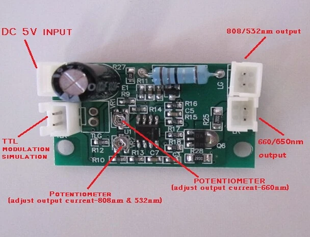 Imagem -04 - Módulo de Laser Vermelho 200mw Lab Faça Você Mesmo Placa de Driver 808nm 532nm & 660nm Mais Ttl