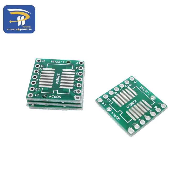 10pcs SOP14 SSOP14 TSSOP14 to DIP14 Pinboard SMD To DIP Adapter 0.65mm/1.27mm to 2.54mm DIP Pin Pitch PCB Board Converter Socket
