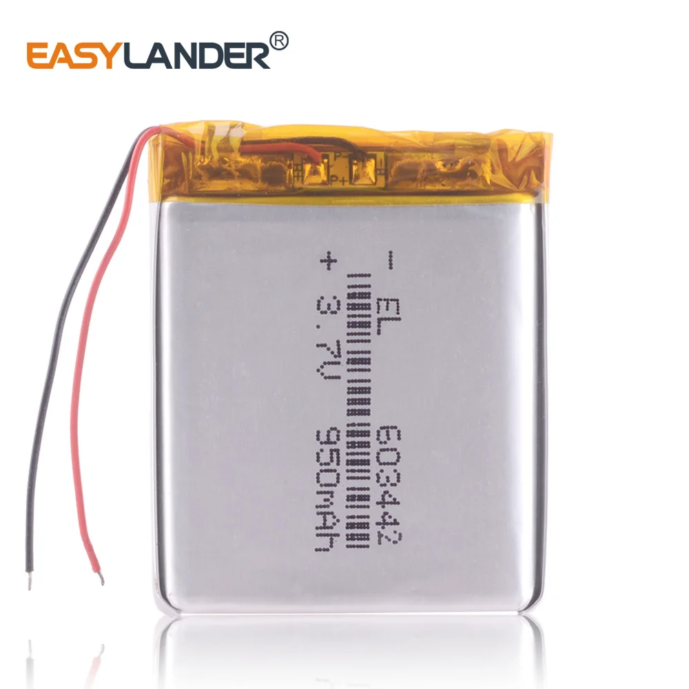 3pcs /Lot 603442 950mAh 3.7V Rechargeable Lithium Li-ion Polymer Battery for Watch PDA toys medical device mp3