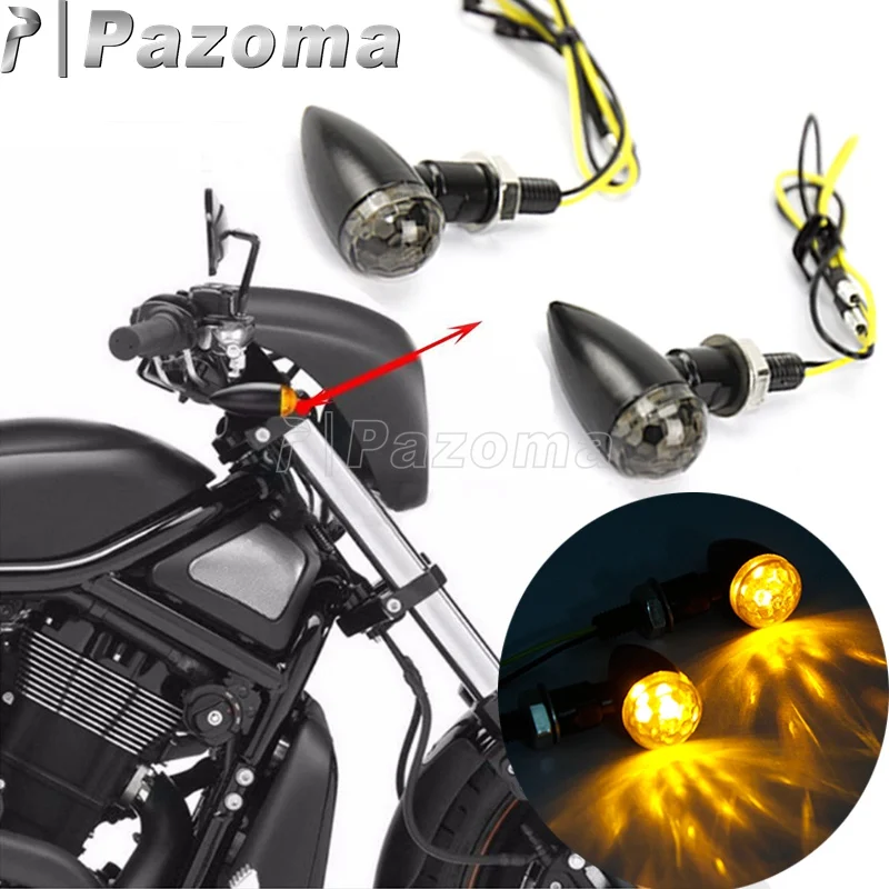 Motorcycle LED Bullet Indicator Light E11 Emark Amber Flashing Blinkers Turn Signal For Harley Chopper Bobber Street Sport Bikes