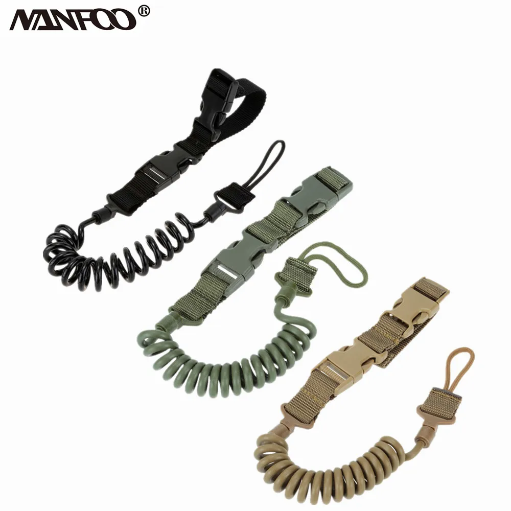 Three Colors Airsoft Spring Strap Two Point Rifle Sling Adjustable Tactical Hunting Gun Strap Elastic Spring Keychain Strap