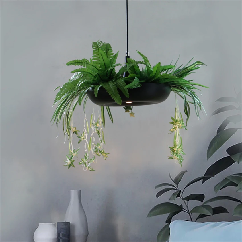 Sky Garden Potted Plant Pendant Lights Garden Restaurant Bar Balcony Green Plant Pendant Lamps Nordic Dining Room Deco Fixtures