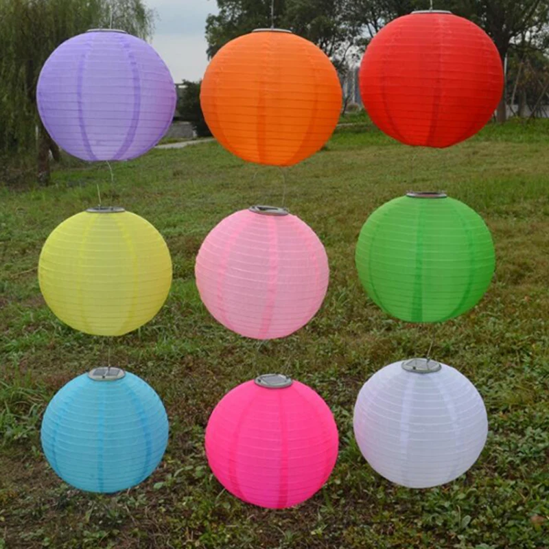 Outdoor LED Solar Paper Lantern Hanging Night Lights Portable Waterproof Bulbs Decor Lamp For Garden Porch Party Holiday