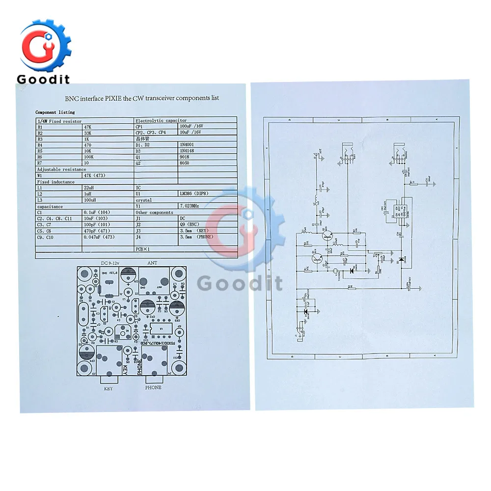 DIY Kit RADIO 40M CW Shortwave Transmitter QRP Pixie Kit Receiver 7.023-7.026MHz Short Wave Transmitter DC 9V-14V Module