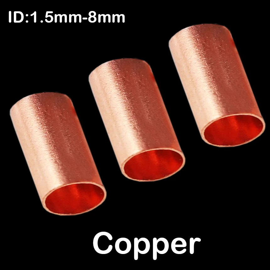 5mm 6mm 7mm 8mm ID 12mm Length Copper Naked Non-Insulating Connector Tube Sleeve Ferrule Cable Lug Cord End Crimp Terminal