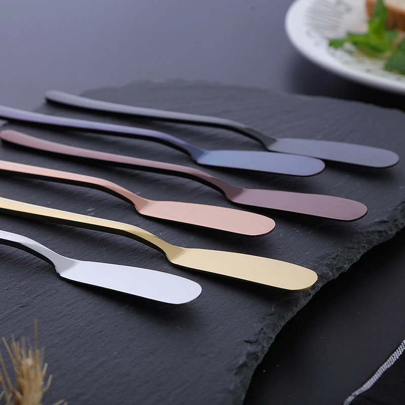 Stainless Steel Butter Knife Jam Knife Cake Cream Cutter Cutlery Cheese Dessert Spreader Breakfast Tool Oblate Knife 6pcs/set