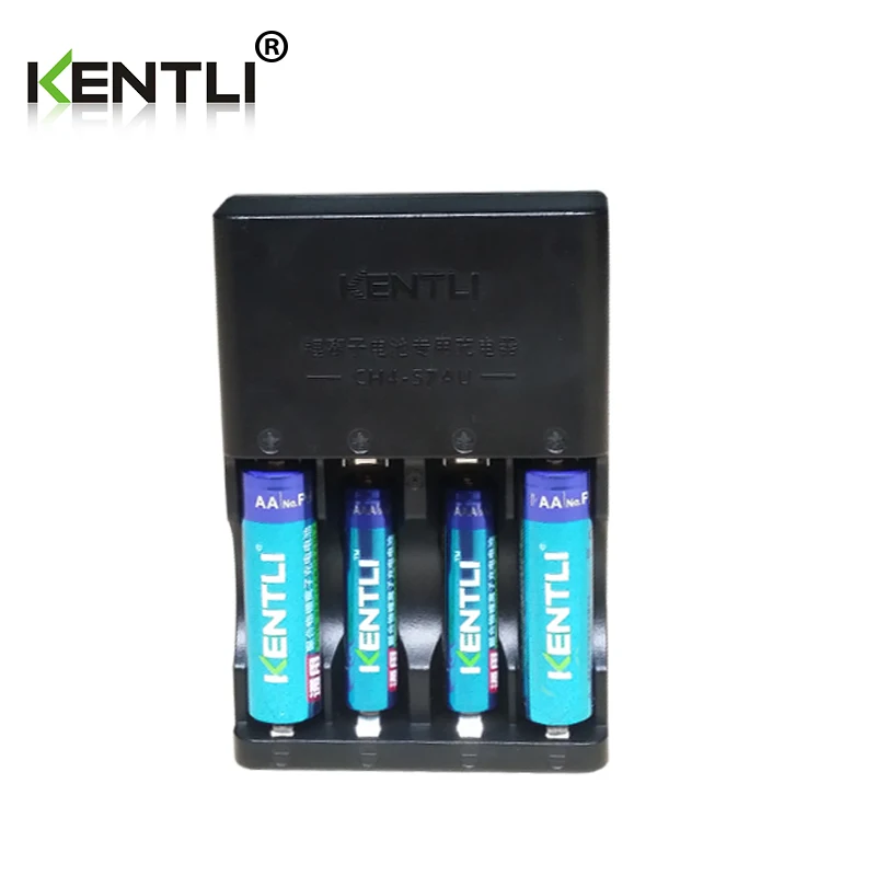 KENTLI-batería de iones de litio recargable, cargador inteligente de 4 ranuras, aa, aaa, 1,5/1180mWh, 3000 v, 4 Uds.