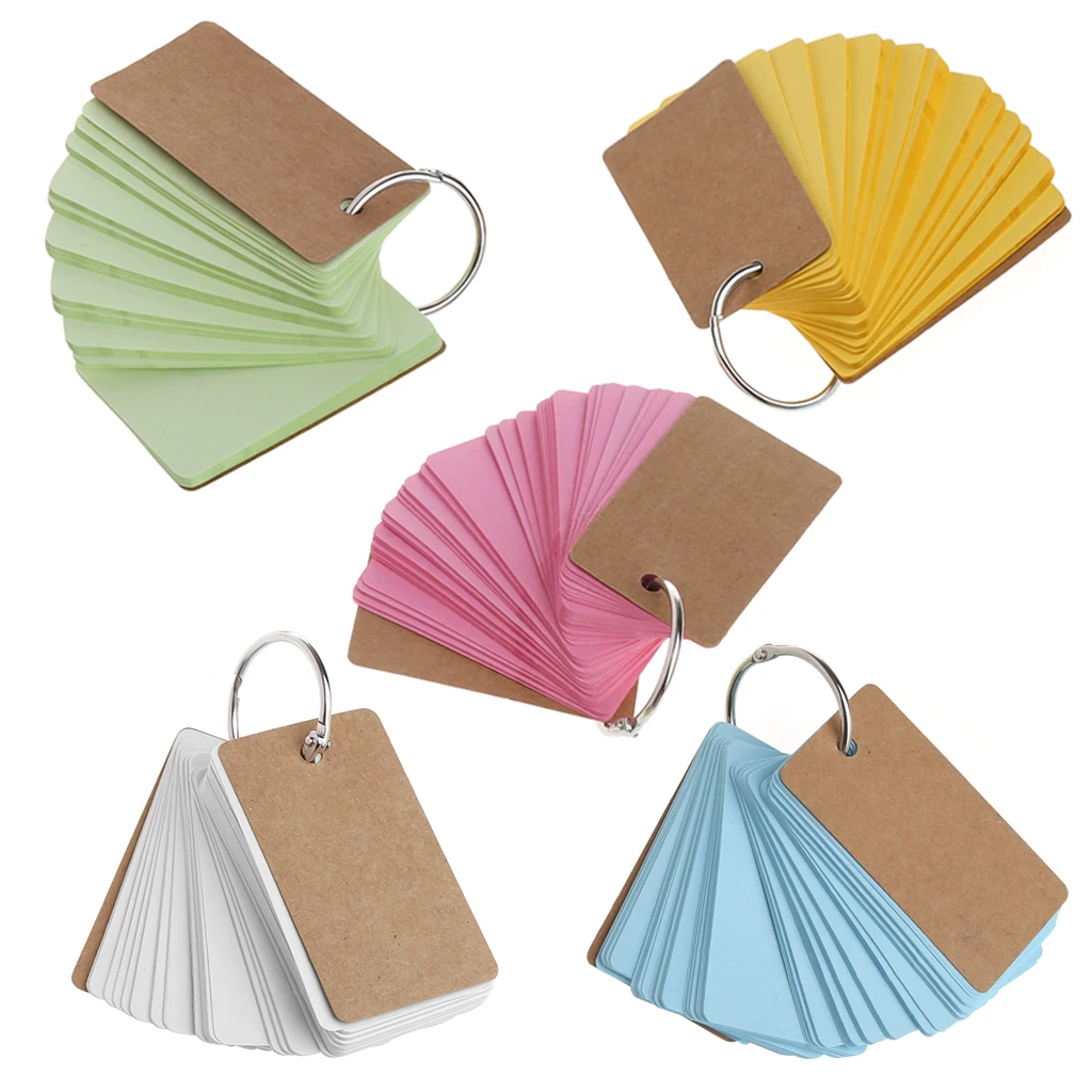 Kraft Paper Binder Ring Easy Flip Flash Cards Study Memo Pads DIY Stationery