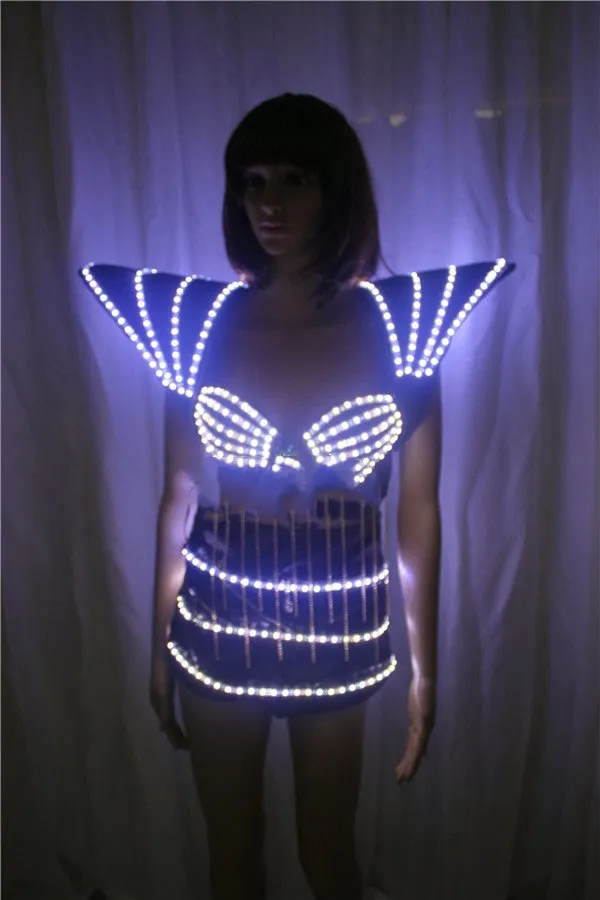 free shipping Fashion LED luminous bra shoulder Night bar performance props Stage performance women's clothing laser clothes