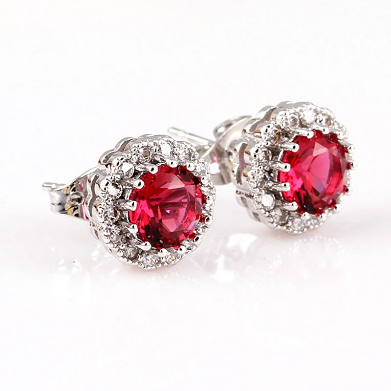 

New Arrival Stud Earrings For Women Fashion S925 Silver Jewelry Earing With Ruby Stones Engagement Party Accessories