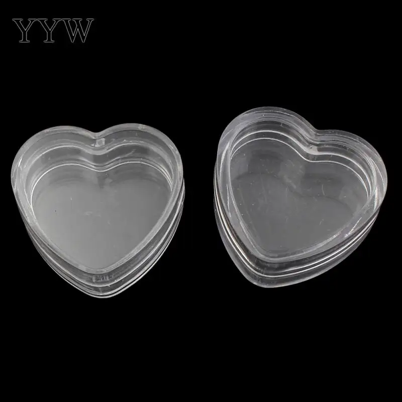 12Pcs Heart Shape Plastic Tool Box Case Jewelry Craft Organizer Storage Beads Tiny Stuff Compartments Containers Makeup Box