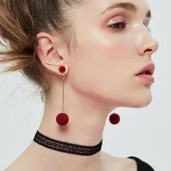 Cute Double Faux Fur Ball Dangle Drop Earrings for Women Red Black Long Oorbellen Pom Pom Pendant Earing Fashion Jewelry Gift