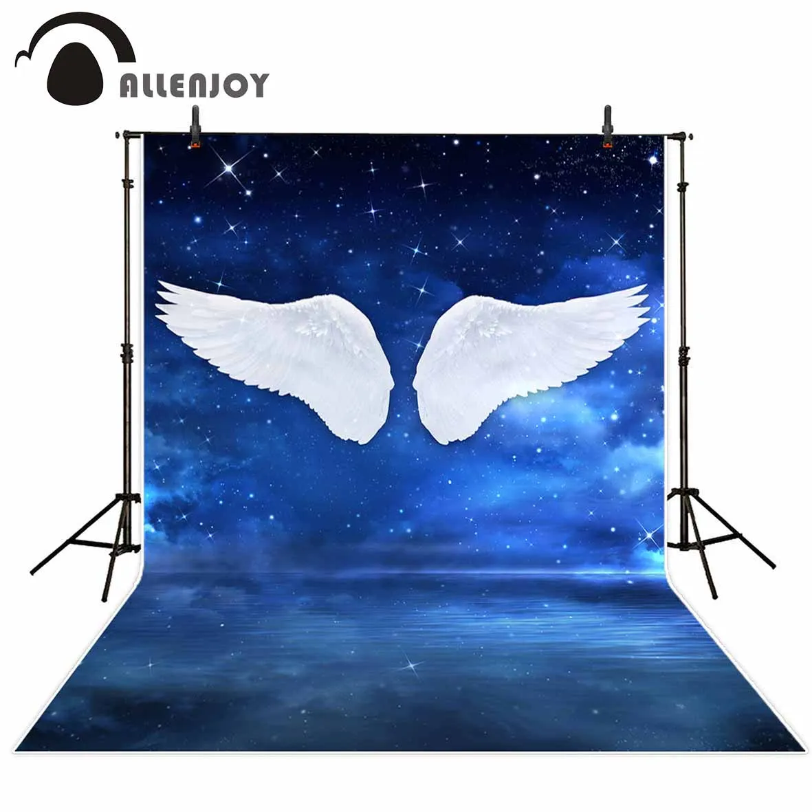 Allenjoy Крылья Ангела на Голубое блестящее небо фон озеро звезды Сказочная страна чудес фонд для фотографии ребенка