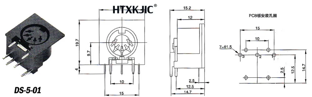 1000 ชิ้น/เซ็ตแผง PCB Mount หญิง DIN5 DIN 5 พิน DS-5-01 MIDI