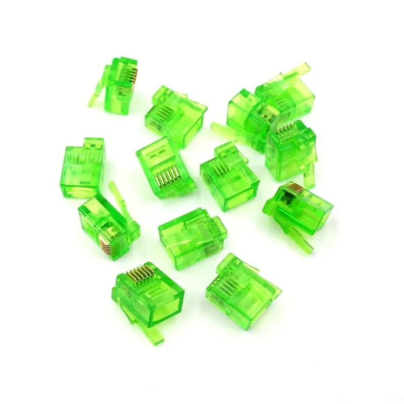 50PCS/lot Colorful RJ12 6P6C Connector Red Blue Green Right Buckle Cable Plug DIY NXT EV3 Cable Plug Crystal Head