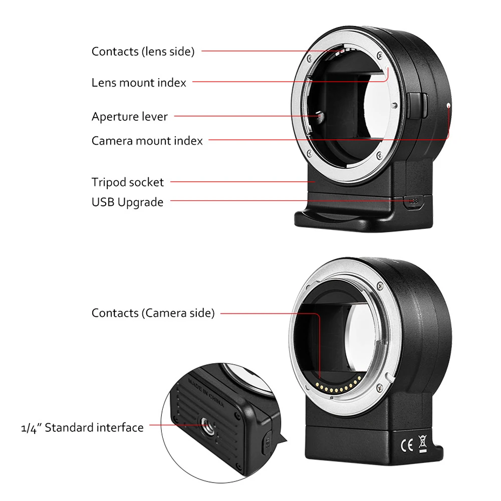 Viltrox NF-E1 AF Auto Focus EXIF Signal Lens Adapter Ring Tube For Nikon F lens to for Sony E mount A9 A7III A6500 A6000 Camera