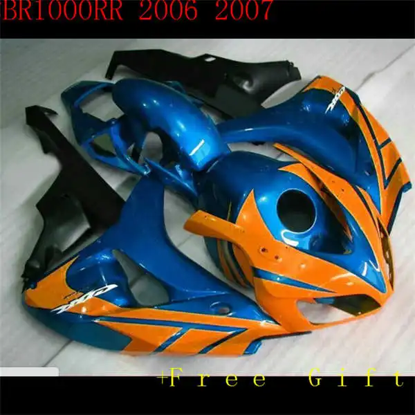 km molding ABS full fairing kit for 2006 2007 CBR1000RR 06 07 bodywork CBR 1000 RR black orange blue fairings set