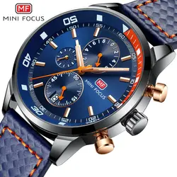 MINI FOCUS Luxury Sports Brand uomo cronografo orologi militari orologio al quarzo da uomo orologio in pelle orologio maschile Relogio Masculino