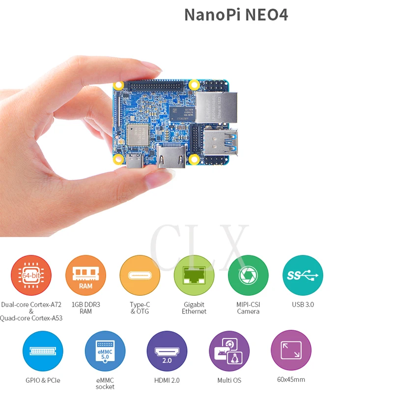 Nanopi NEO4 1GB DDR3 rockchip RK3399 an onboard wi-fi/btmodule podporuje Android ubuntu linux desktop/core/lubuntu