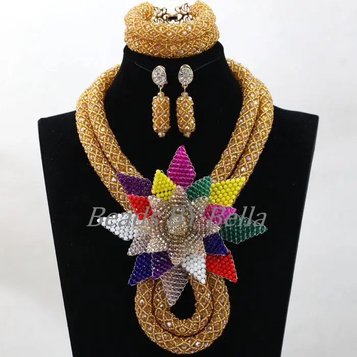 

African Jewelry Sets Dubai Bridal Jewelry Set Nigerian Wedding Indian Bridal Necklace Bracelet Earrings Set Free Shipping ABL082