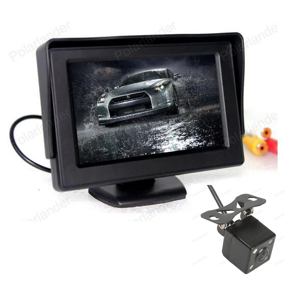 4.3 Inch TFT LCD  High-resolution Car Monitor + 150 degree CCD Night Vision 4 LED Rear View Camera