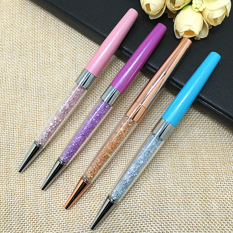 

10pcs/lot Creative Crystal Pen Diamond Ballpoint Pens Stationery Ball pen Metal Bling Pen 4 colors 30g