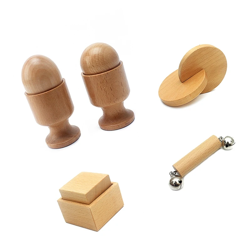 Unisex Newborn Toddlers Toys Montessori Object Fitting Exercise Beech Wood Hand Grasping Toys for Infant Baby Boys Girls 8 Month