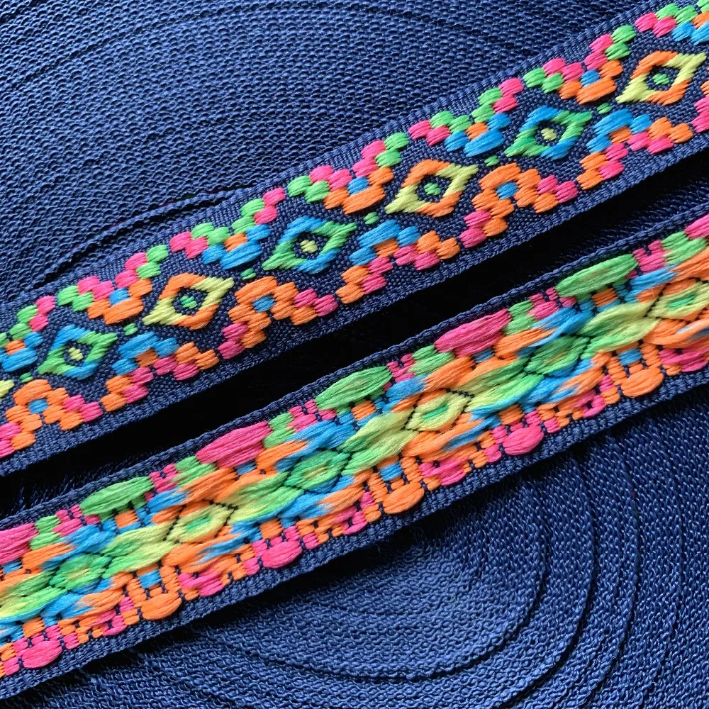 ZERZEEMOOY YENI 7/8 ''24mm 5 yard/çok 100% polyester Zakka El Yapımı geometri Dokuma Jakarlı Şerit köpek dantel