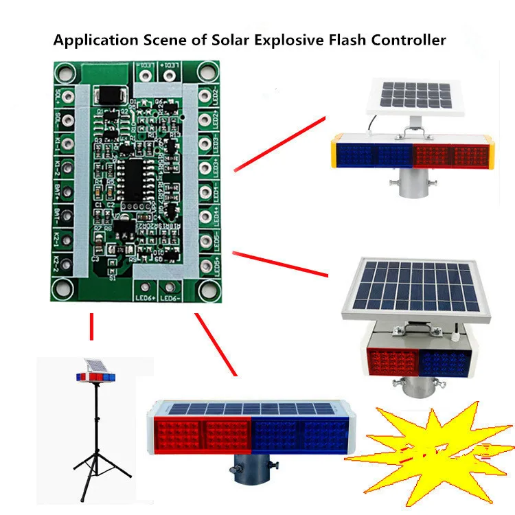 Solar lamp controller 3.2V3.7V6V12V Solar Flash Controller Verkeer Solar Flash Control Board Printplaat