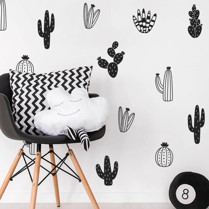 Cactus Wall Decals Woodland Tribal Cactus Wall Stickers for Kids Room Baby Nursery Decor Art Succulent and Cacti Wall Tattoo