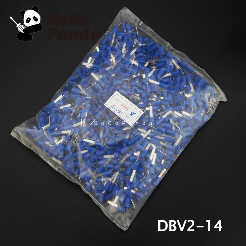 1000pcs DBV2-(10 14 18)Pre-Insulating Blade Terminal Cold-Pressing Chip-Shaped Plug Chip Bare End