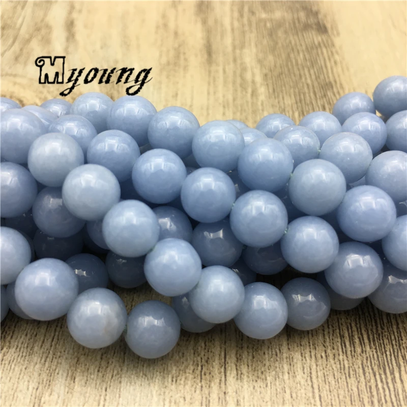 

Natural Blue Angel Stone Beads Loose Beads,Angelite Round Beads For DIY Jewelry 5 Strands/lot MY2073